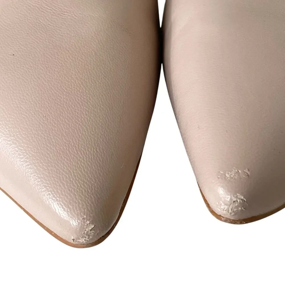 Kate Spade Isadora Beige Leather Chain Mules Pointed Toe Size 8.5
